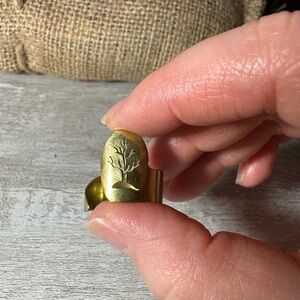 Gold Toned Tree Design Ring and Silver Toned Tree Bracelet